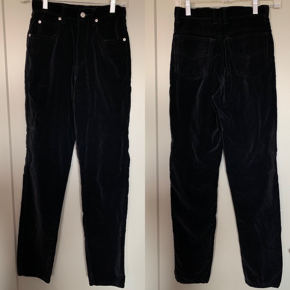 VINTAGE Black Velvet Skinny Pants